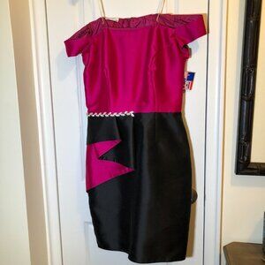 Ideas by Barbara Mini Gown Style# 8870 Hot Pink Black Size M NWT